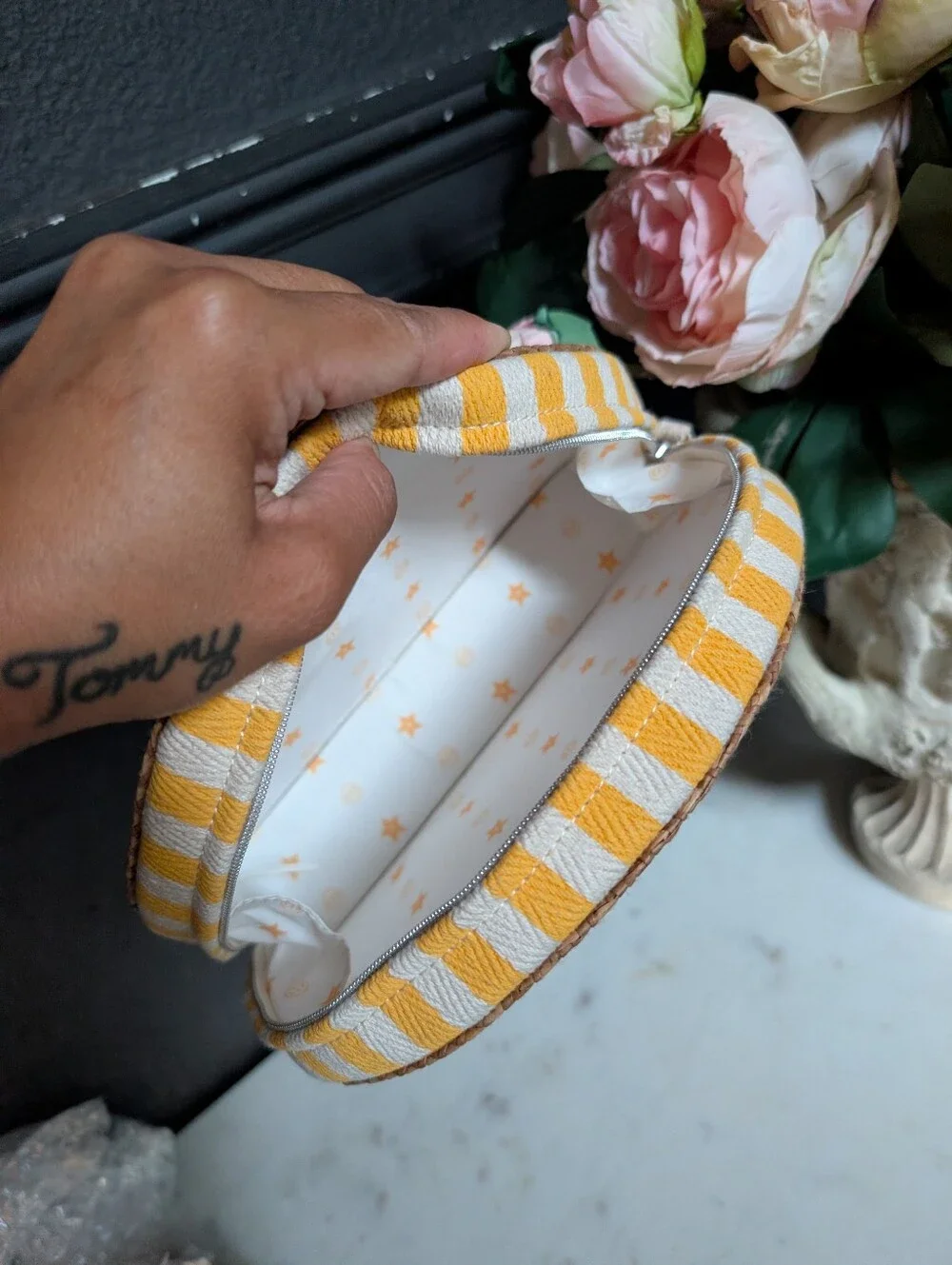 Christian Dior Yellow/White Bohemian Riviera Rattan Canvas clutch 6.25